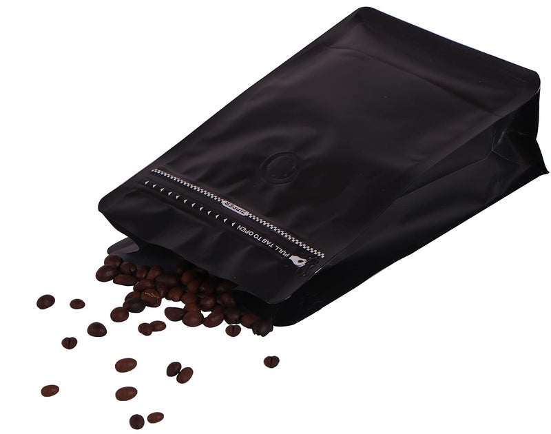 REMTAP Coffee Bags with Valve(50 pcs,16 oz/1 lb) Black High Barrier Aluminum Foil Flat Bottom Standing Empty Coffee Beans Storage Bag,Reusable Heat Sealable Side Zipper Pouches for Home or Store - Image 5